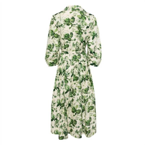 NEW CARA CARA women's raya midi dress in olive hanging orchids - Picture 2 of 2